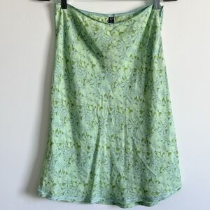 VTG Gap Y2K Slip Skirt Floral Green Size 6 Nature Fairy